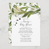 Wasserfarbene Grünanlage mit Bridal- oder Babydusc Einladung (Vorne/Hinten)