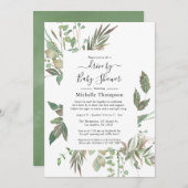 Wasserfarbene Grünanlage mit Bridal- oder Babydusc Einladung (Vorne/Hinten)