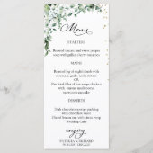 Wasserfarbene Grünanlagen Elegante Hochzeitskarte Menükarte (Vorderseite)