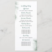 Wasserfarbene Grünanlagen Elegante Hochzeitsprogra Programm (Rückseite)