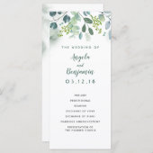 Wasserfarbene Grünanlagen Elegante Hochzeitsprogra Programm (Vorne/Hinten)