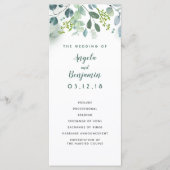 Wasserfarbene Grünanlagen Elegante Hochzeitsprogra Programm (Vorderseite)