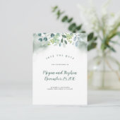 Wasserfarbene Grünanlagen Save the Date Ankündigungspostkarte (Stehend Vorderseite)