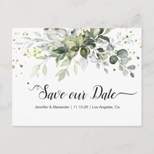 Wasserfarbene Grünanlagen Save the Date Postkarte