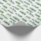 Wasserfarbene, grüne Bäume Waldmuster Geschenkpapier (Ecke)