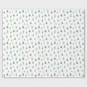 Wasserfarbene, grüne Bäume Waldmuster Geschenkpapier (Flach)