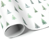 Wasserfarbene, grüne Bäume Waldmuster Geschenkpapier (Rolleneckpunkt)