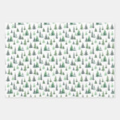 Wasserfarbene, grüne Bäume Waldmuster Geschenkpapier Set (Vorderseite)