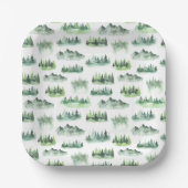 Wasserfarbene, grüne Bäume Waldmuster Pappteller (Vorderseite)