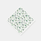 Wasserfarbene, grüne Bäume Waldmuster Serviette (Ecke)