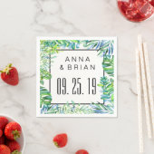 Wasserfarbene grüne Blätter für maßgeschneiderte H Serviette (Beispiel)