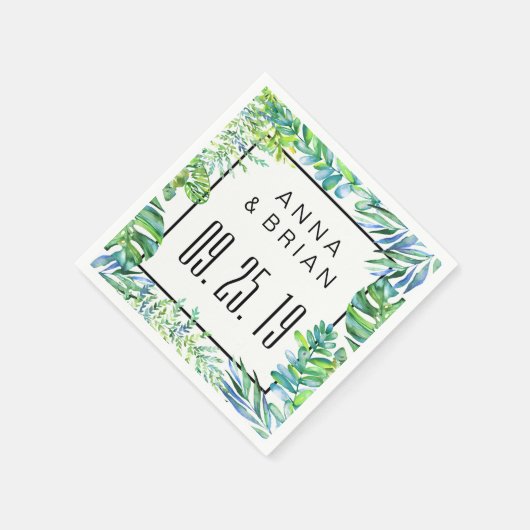 Wasserfarbene grüne Blätter für maßgeschneiderte H Serviette (Ecke)