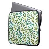 Wasserfarbene grüne Blätter Muster. Grünpflanzen Laptopschutzhülle (Vorderseite Links)
