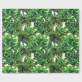 Wasserfarbene grüne Farnwald-Herbstmuster Geschenkpapier (Flach)