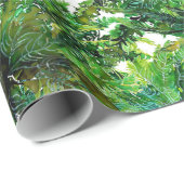 Wasserfarbene grüne Farnwald-Herbstmuster Geschenkpapier (Rolleneckpunkt)