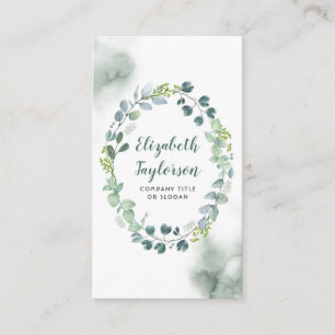 Wasserfarbene Grüne Hochzeit Elegant und kreativ Visitenkarte