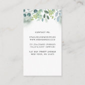 Wasserfarbene Grüne Hochzeit Elegant und kreativ Visitenkarte (Rückseite)