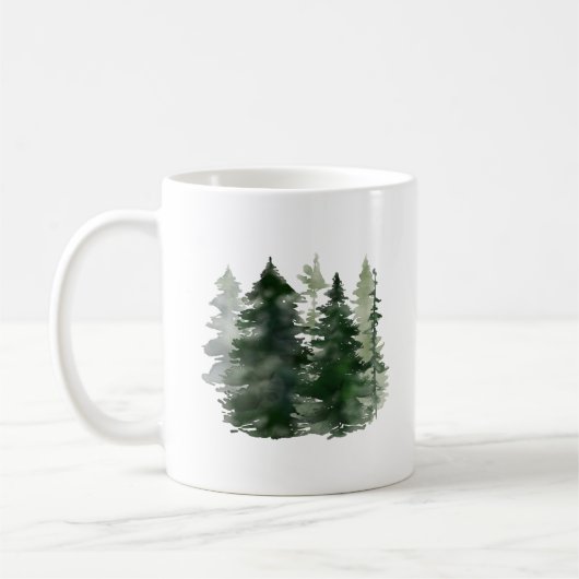 Wasserfarbene Grüne Kiefernwälder Urlaub Kaffeetasse (Links)