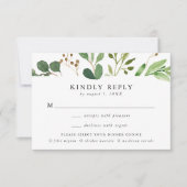 Wasserfarbene Grüne Mahlzeit Hochzeit RSVP Karte (Vorderseite)