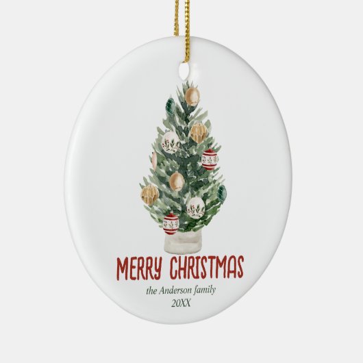 Wasserfarbene Grüne Ornamente Bäume Frohe Weihnach (Rechts)