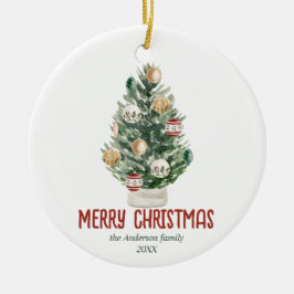 Wasserfarbene Grüne Ornamente Bäume Frohe Weihnach