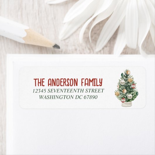 Wasserfarbene Grüne Ornamente Bäume Frohe Weihnach (Insitu)