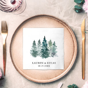 Wasserfarbene grüne Pine Spruce T-Shirts Forest We Serviette