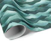 Wasserfarbene, grüne und dunkelgrüne Bergspitzen Geschenkpapier (Rolleneckpunkt)