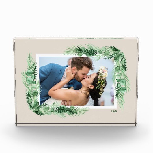 Wasserfarbene Grünflächen Grenze Fotoblock (Vorderseite)