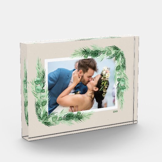 Wasserfarbene Grünflächen Grenze Fotoblock (Links)