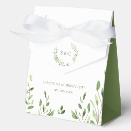 Wasserfarbene Grünkrone Monogramm-Hochzeit grün Geschenkschachtel