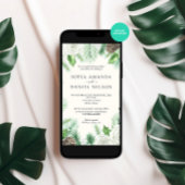 Wasserfarbene Grünpflanzen Blumen Winter Hochzeit Einladung