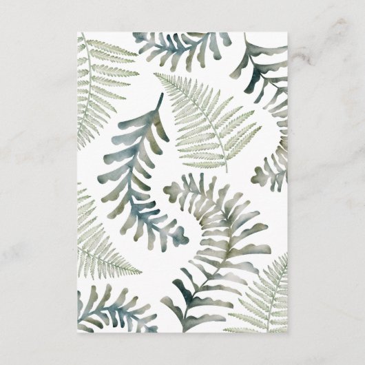 Wasserfarbene Grünpflanzen Botanische Hochzeitssti Begleitkarte (Rückseite)