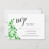 Wasserfarbene Grünpflanzen Elegante Kalligrafie Ho RSVP Karte (Vorderseite)