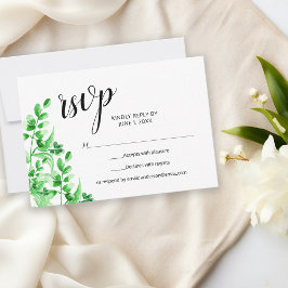 Wasserfarbene Grünpflanzen Elegante Kalligrafie Ho RSVP Karte