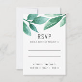 Wasserfarbene Grünpflanzen Hochzeit botanischen Bl RSVP Karte (Vorderseite)