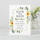 Wasserfarbene Grünpflanzen Sonnenblumen Save the D Date (Stehend Vorderseite)