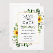 Wasserfarbene Grünpflanzen Sonnenblumen Save the D Save The Date (Vorne/Hinten)