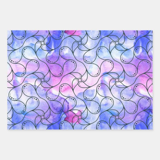 Wasserfarbene Hand abstrakter Quadratkreis gezogen Geschenkpapier Set (Vorderseite 3)