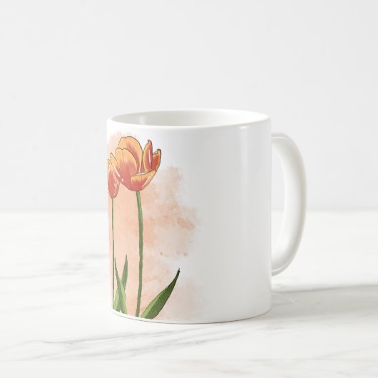Wasserfarbene, handbemalte Blume Kaffeetasse (VorderseiteRechts)