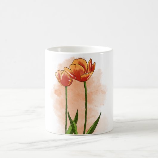 Wasserfarbene, handbemalte Blume Kaffeetasse (Mittel)