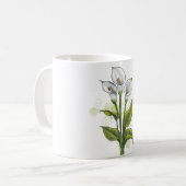 Wasserfarbene handbemalte Calla Lily-Blume Kaffeetasse (Vorderseite Links)