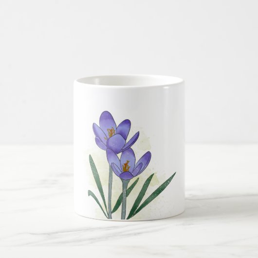 Wasserfarbene handbemalte Crocus-Blume Kaffeetasse (Mittel)