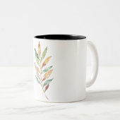 Wasserfarbene handbemalte farbige Herbstblätter Zweifarbige Tasse (VorderseiteRechts)