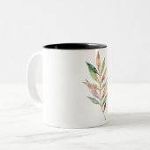 Wasserfarbene handbemalte farbige Herbstblätter Zweifarbige Tasse (Vorderseite Links)