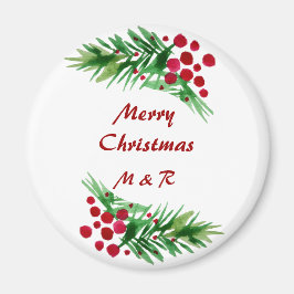 Wasserfarbene handbemalte grüne und rote Kiefer Br Magnet