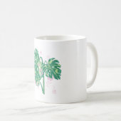 Wasserfarbene handbemalte Monstera-Blätter Kaffeetasse (VorderseiteRechts)
