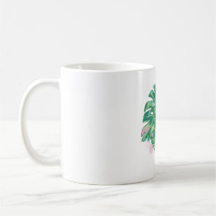 Wasserfarbene handbemalte Monstera-Blätter Kaffeetasse