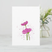 Wasserfarbene handbemalte rosa Blume Einladung (Stehend Vorderseite)