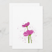 Wasserfarbene handbemalte rosa Blume Einladung (Vorne/Hinten)
